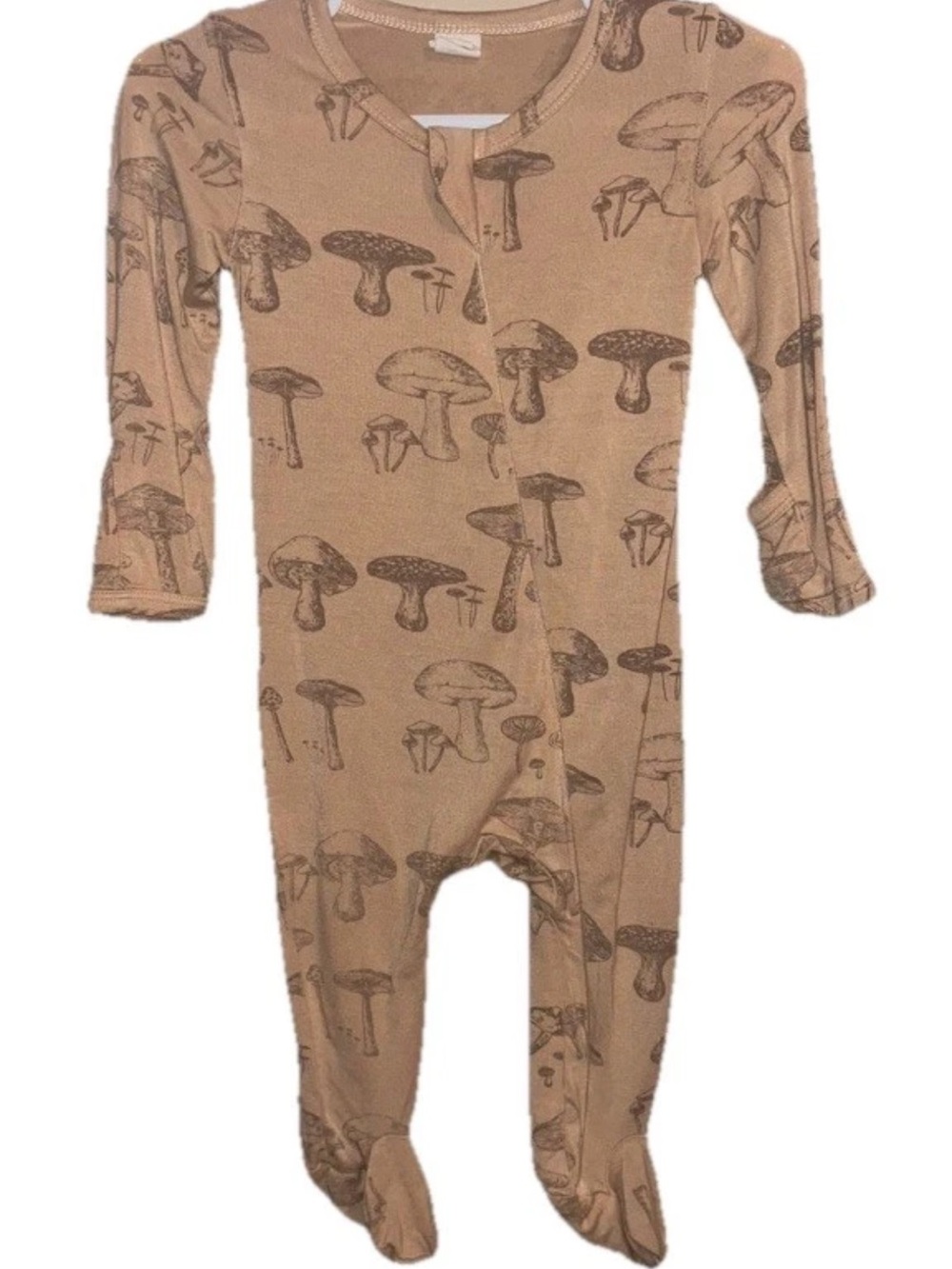 Kate Quinn Bamboo Footie Sleeper Neutral Mushrooms 6/9 Months